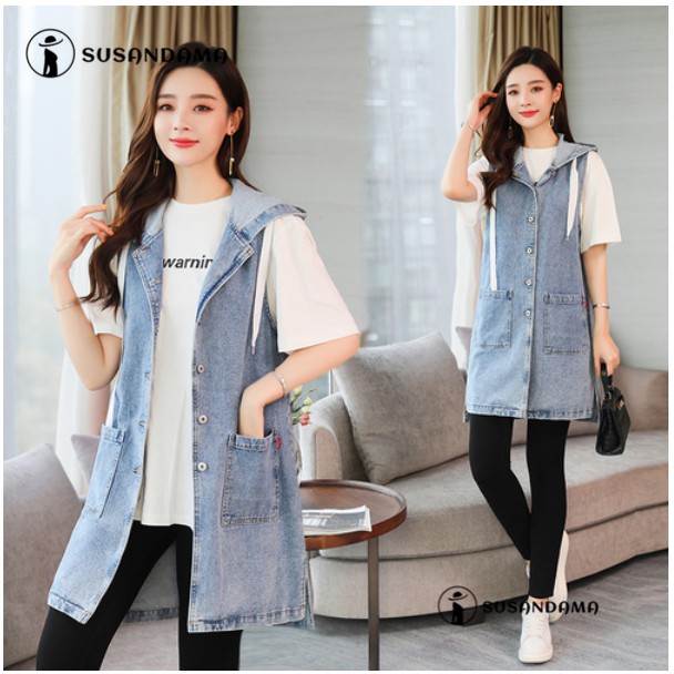 sleeveless loose denim coat