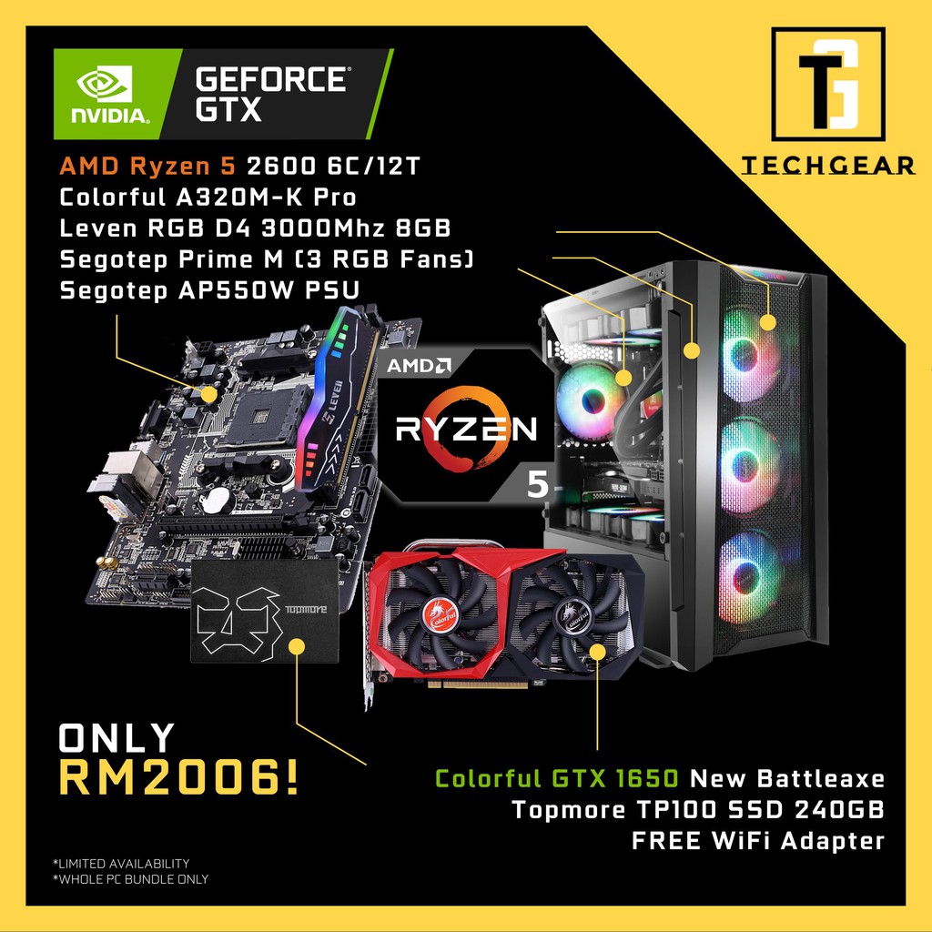 TECHGEAR GAMING PC GEAR 3 DESKTOP (AMD Ryzen 5 2600/Core ...