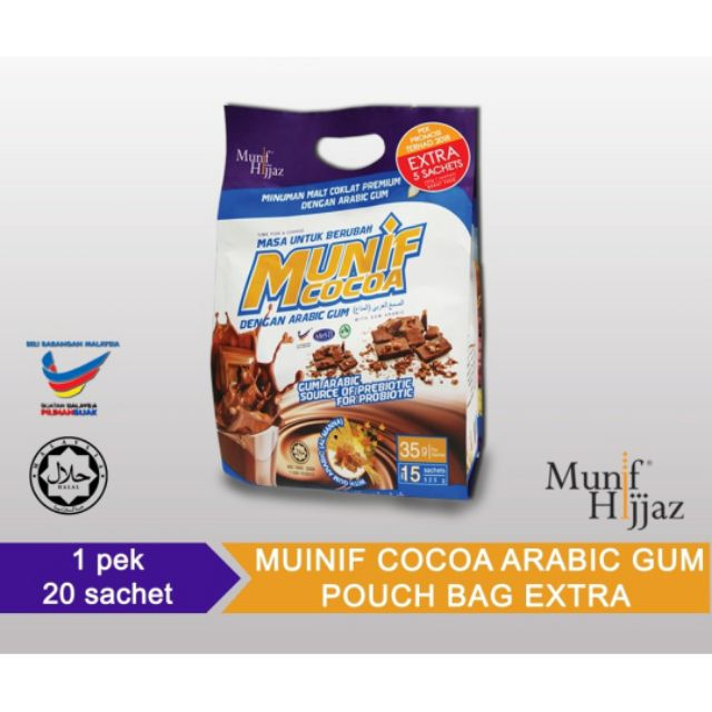 Munif Cocoa Arabic Gum Pouch Bag Extra 5 Sachet Shopee Malaysia