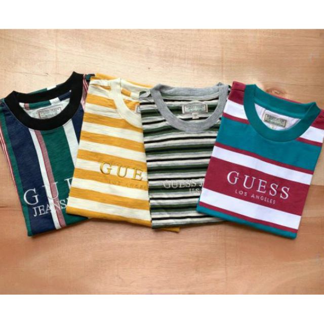 guess men's striped tee