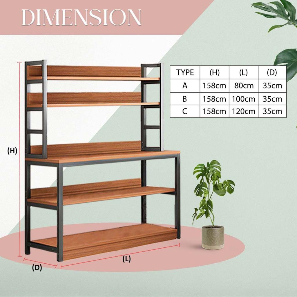 READY STOCK FINSSO: Kitchen Cabinet Rack 80CM/100CM/120CM / UTILITY SHELF/ STORAGE RACK