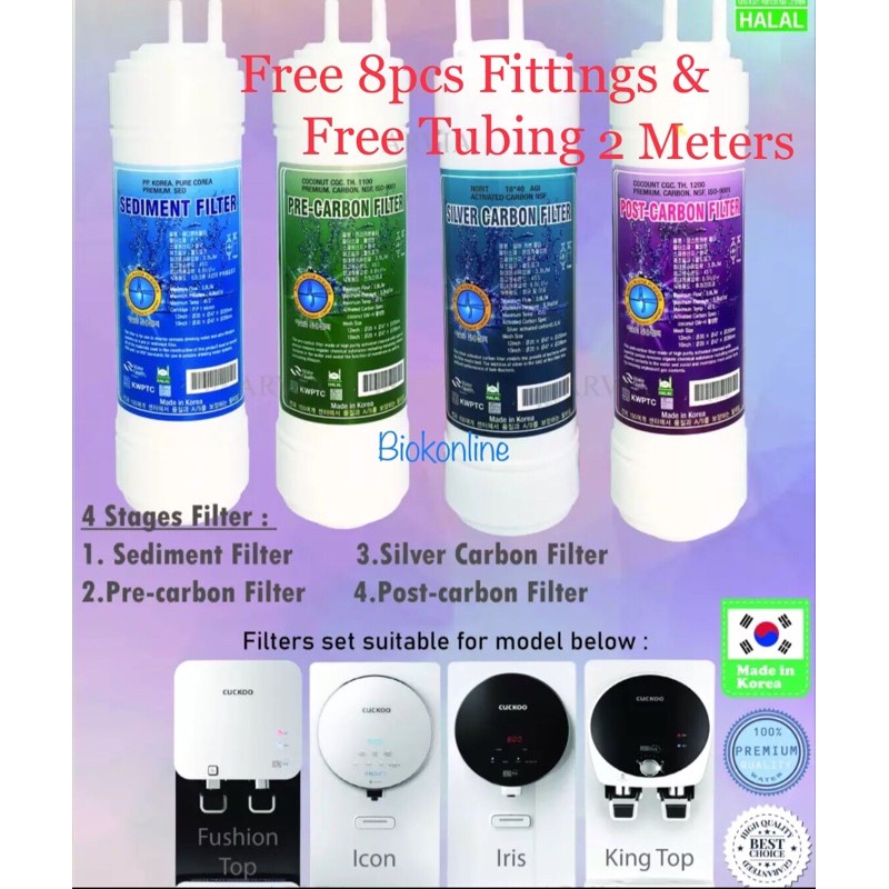 🔥KOREA 8" Water Filter U type 1set (4 pcs) For Coway, Cuckoo, Sk Magic