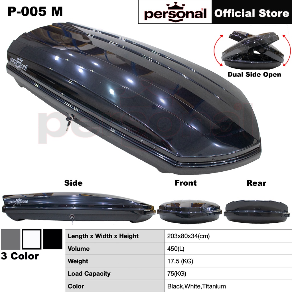 PERSONAL P005 Car Roof Box PC Material (S,M,L,XL Size)Glossy Color