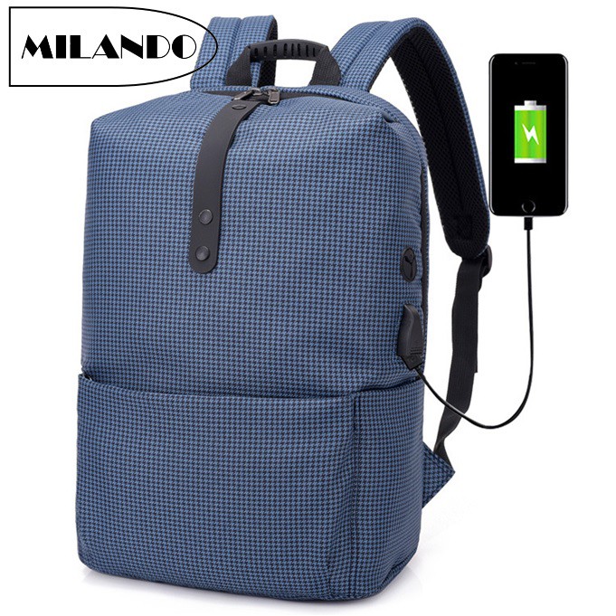 MILANDO Travel Backpack USB Charging Port 15.6inch Anti Theft Laptop Bag Backpack (Type 4)