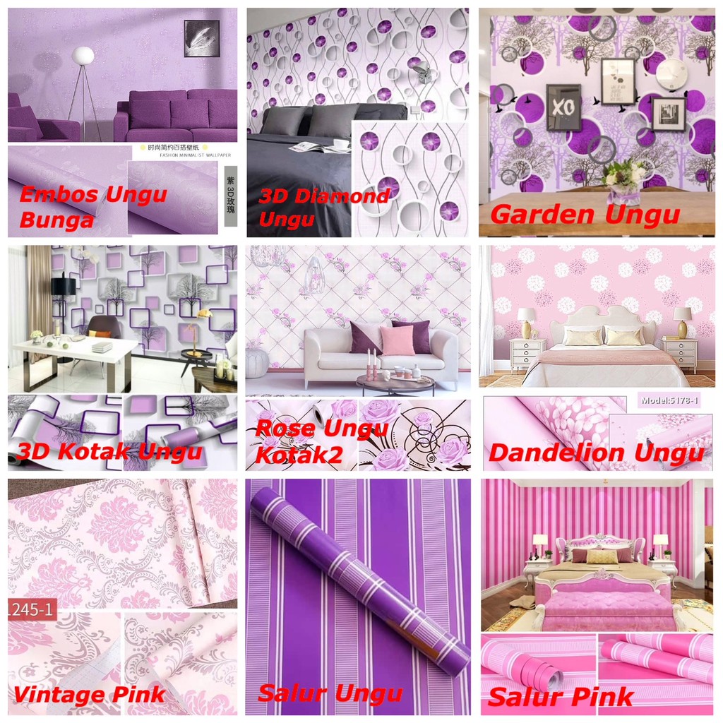 Wallpaper Wallsticker Size 45 Cm X 10 M Motif Line Pink Purple Line 3d Polkadot Box Shopee Malaysia