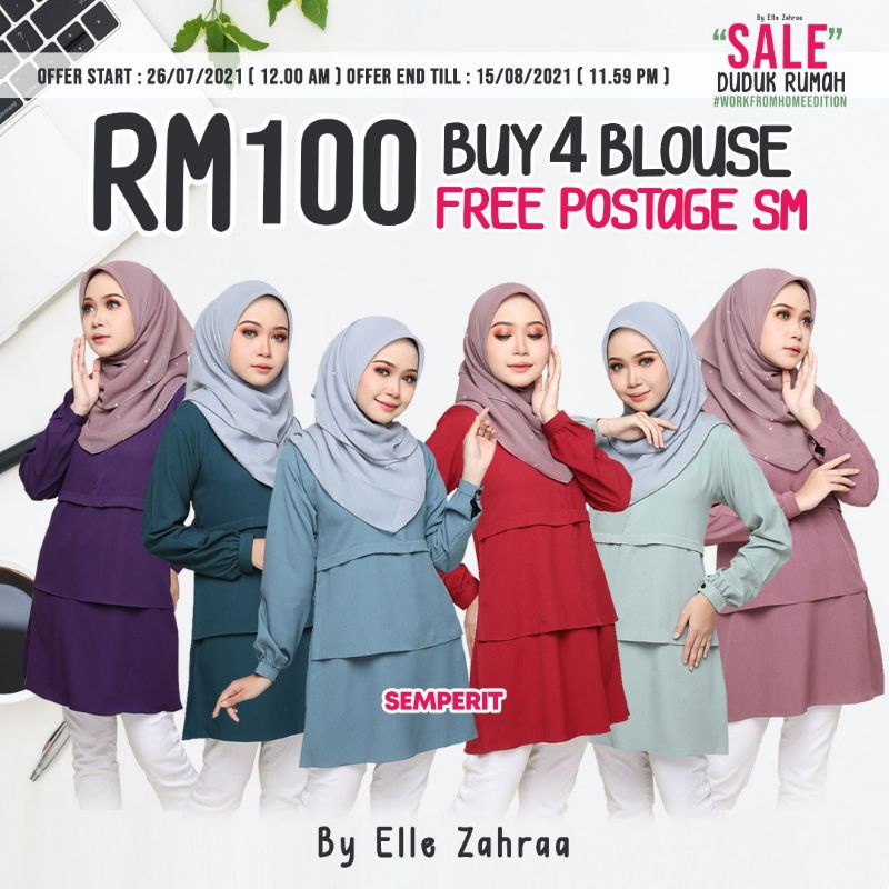 Buy 4helai Rm100 Blouse Semperit Nursing Wudhu Friendly By Elle Zahra Seetracker Malaysia