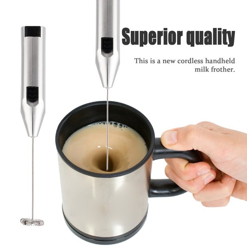 READY STOCK Milk Frother Handheld Electric Foam Maker for Coffee Lattes Mini Blender and Foamer with Stainless Steel Whisk