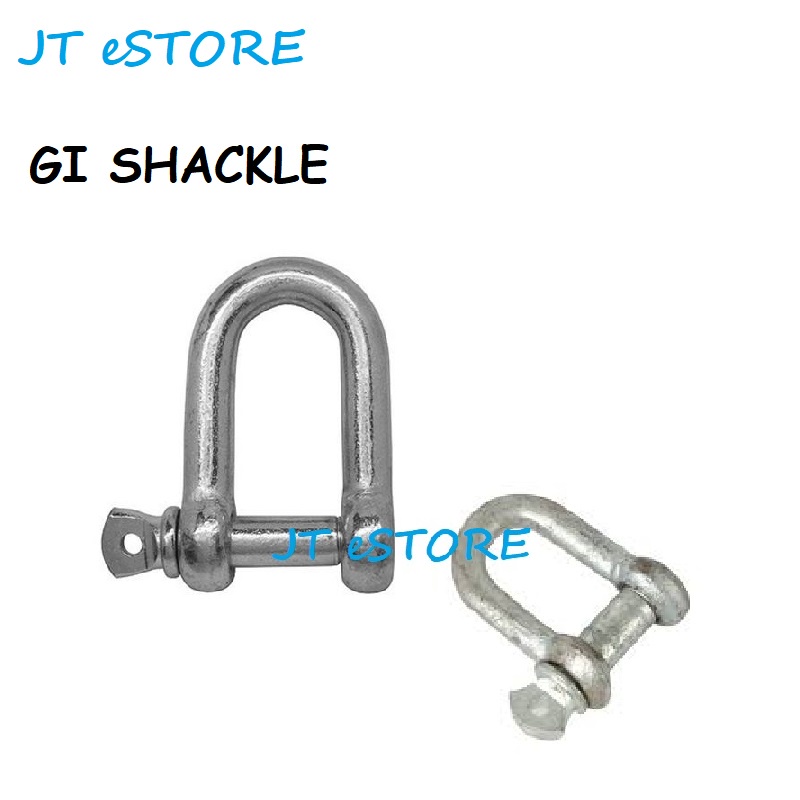 8mm D Shackle D Bolt Galvanised Steel Bright Zinc Plated 