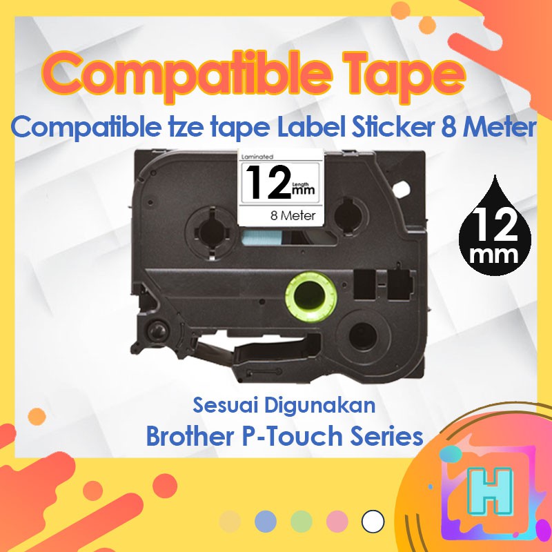 Cintas De Etiquetas Compatibles 12 Mm - Para Impresoras Brother P-touch (modelos 231, 131, 631...). Pack 6 Unidades