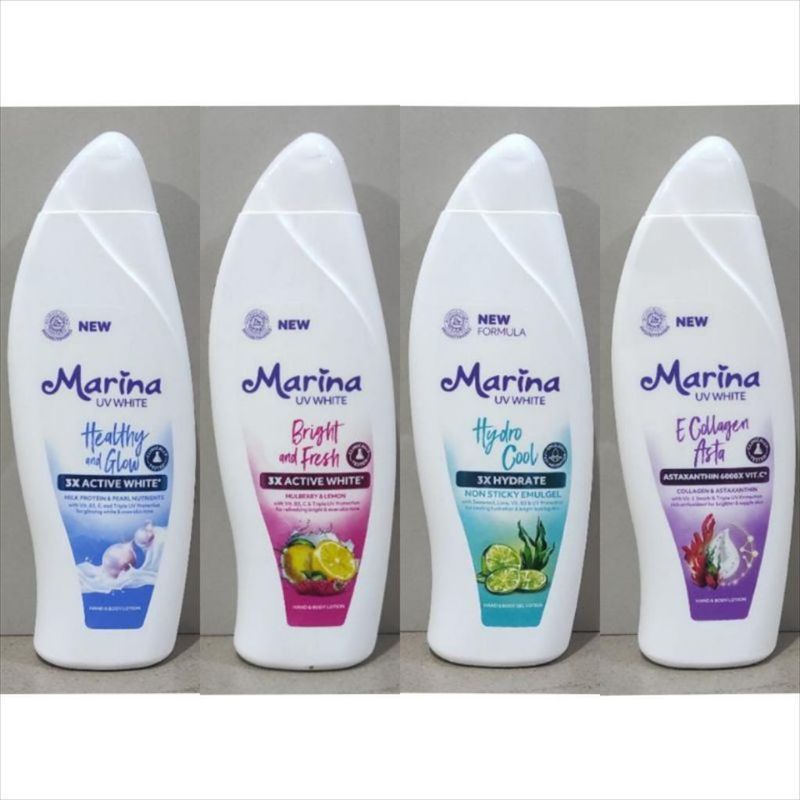 Marina uv white hand & body lotion.92ml/185ml/460ml.