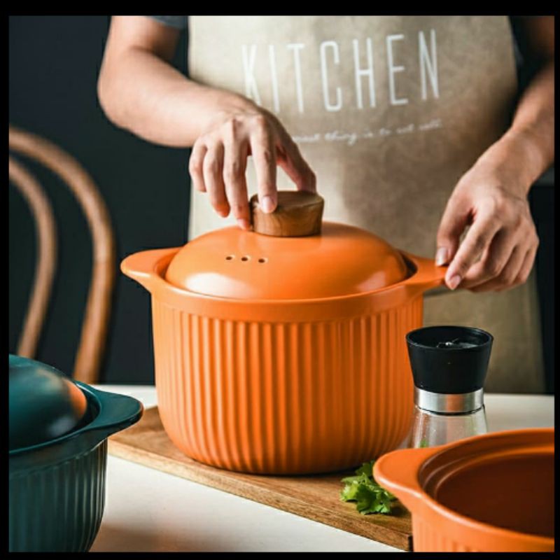 High Temperature Ceramic Casserole Stew Cooker Pot Cookware With Lid