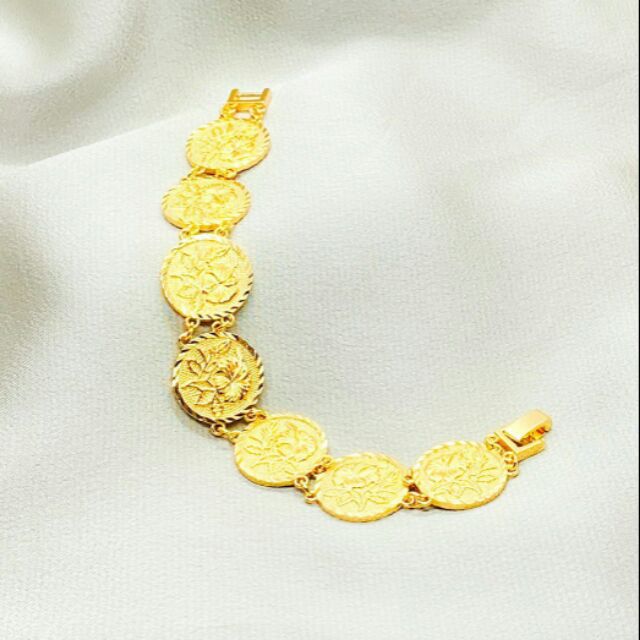 24k Gold Plated Coin Bracelet Gelang Duit Syiling 20 Sen
