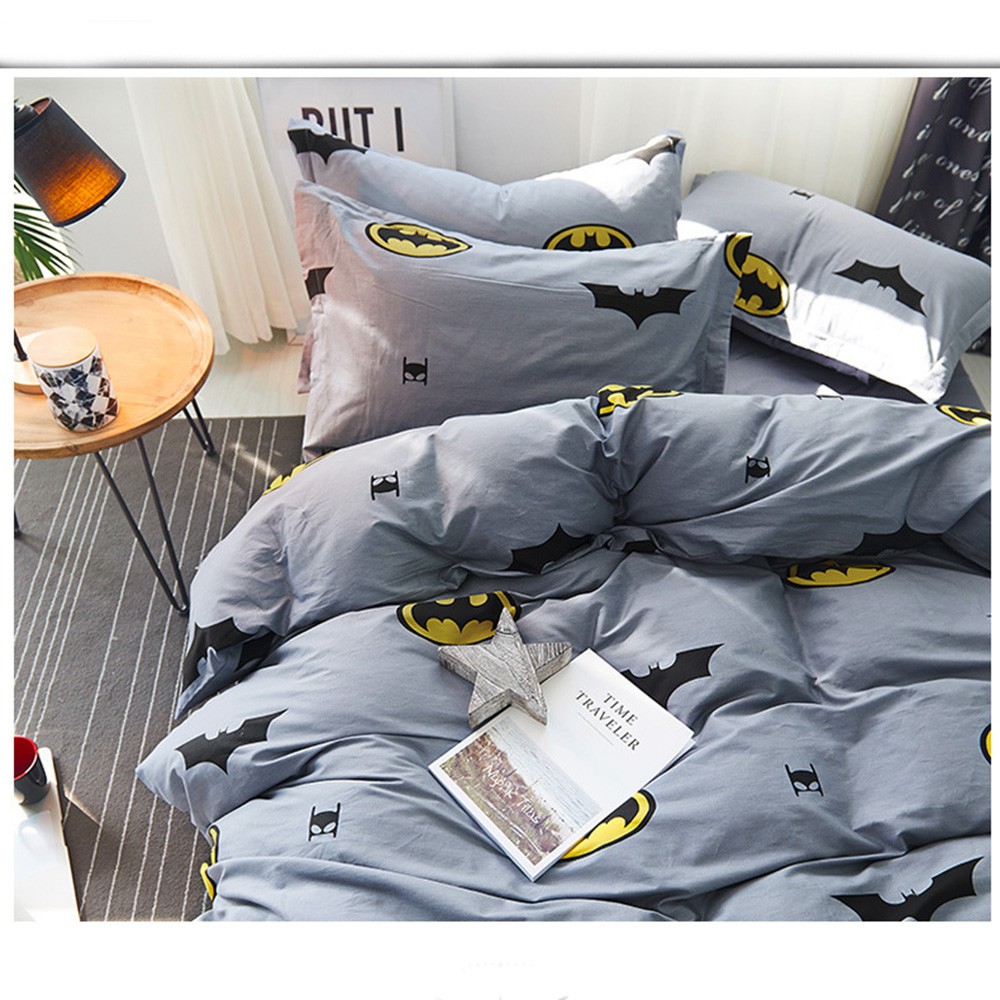 1 Set Bedding Set Batman Kids Adults Bedroom Flat Sheet Duvet Cover Pillowcases