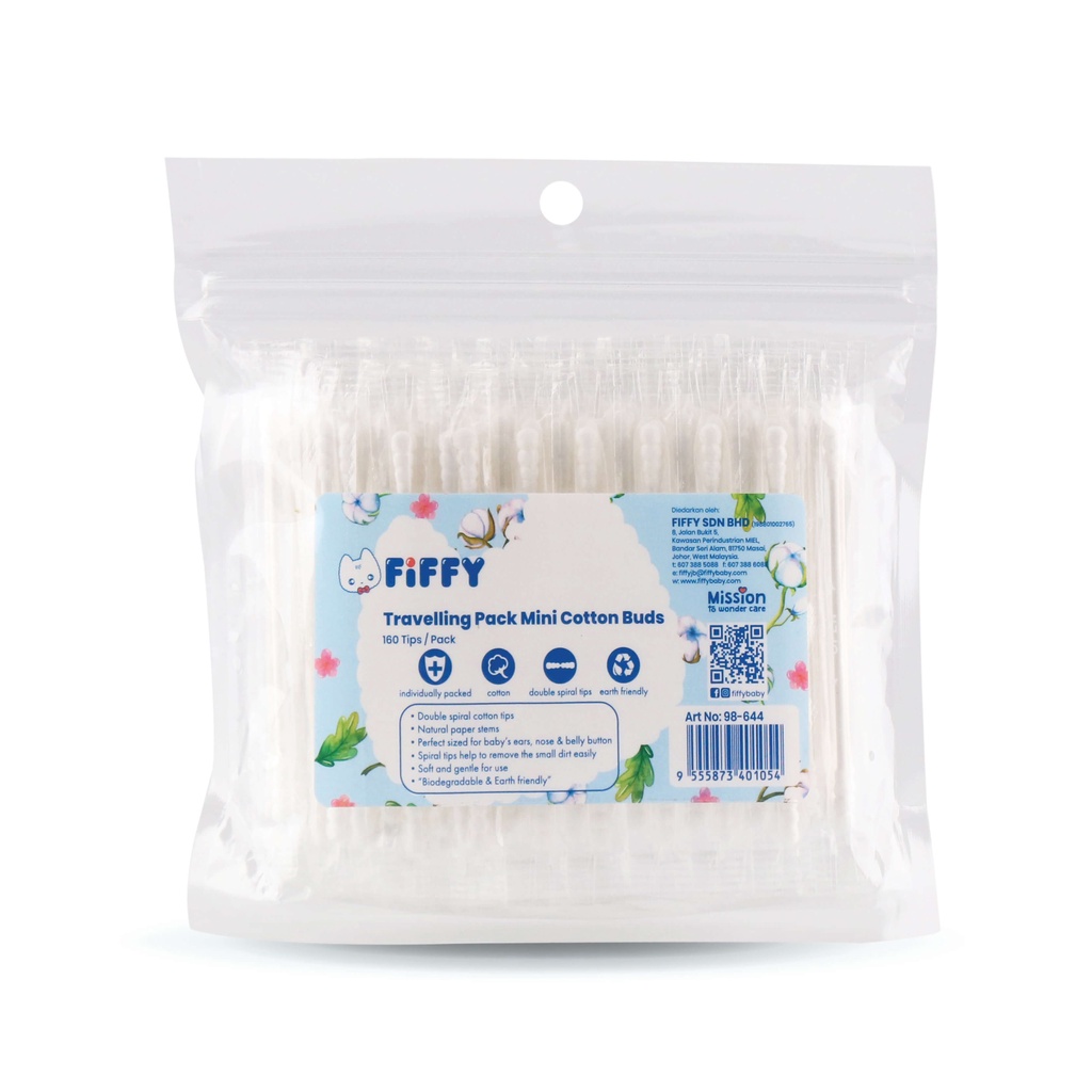 FIFFY TRAVELLING PACK MINI COTTON BUD PUTIK KAPAS BAYI (80PCS) (98-644)