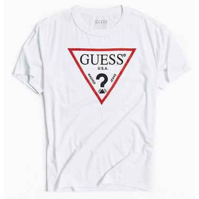 guess white logo t shirt