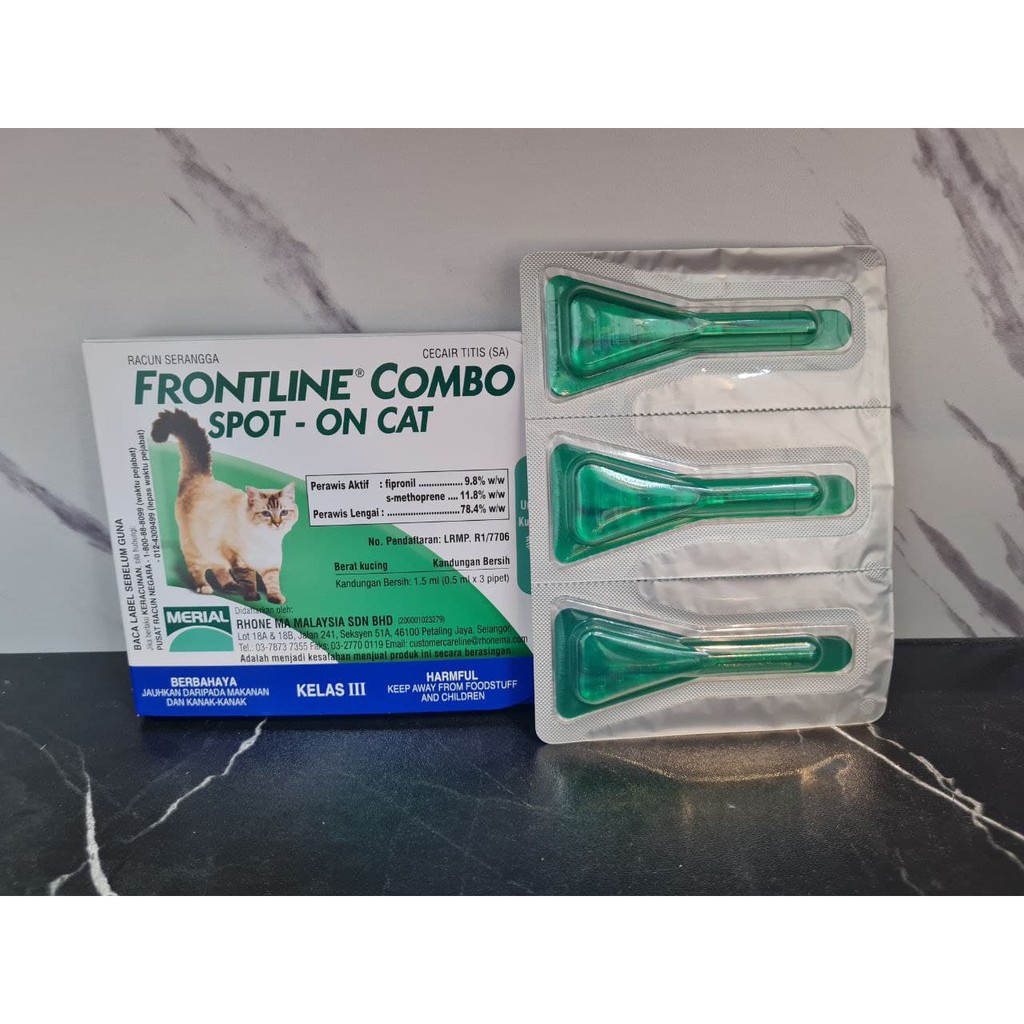 100 Original Frontline Combo Spot On Cat 1 5ml 0 5ml X 3 Pipet 1 Box 1pcs