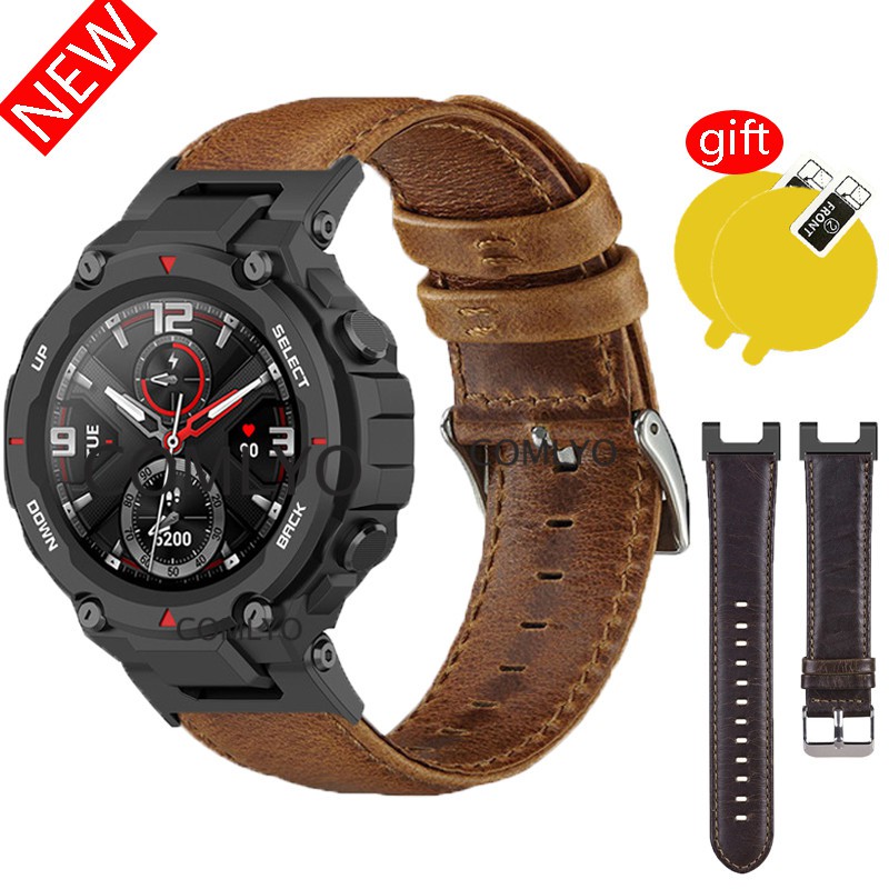 Amazfit T-Rex pro smart watch bands strap Leather sports band belt for xiaomi amazfit t rex screen protector film