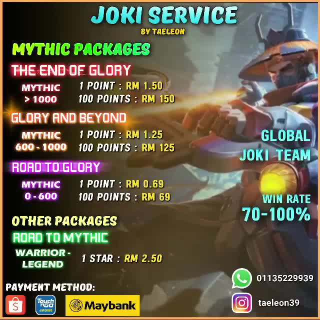 Buy Mlbb Boosting Services Joki Servis Ml Mobile Legends Boost Rank Push Mmr Rank Push Account Malaysia Gb Classic Service Seetracker Malaysia