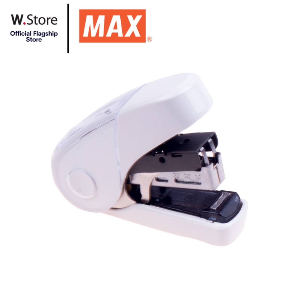 MAX HD-10FL3K/W Sakuri-Flat Stapler - Holds 100 Spare Needles, Lightweight, White