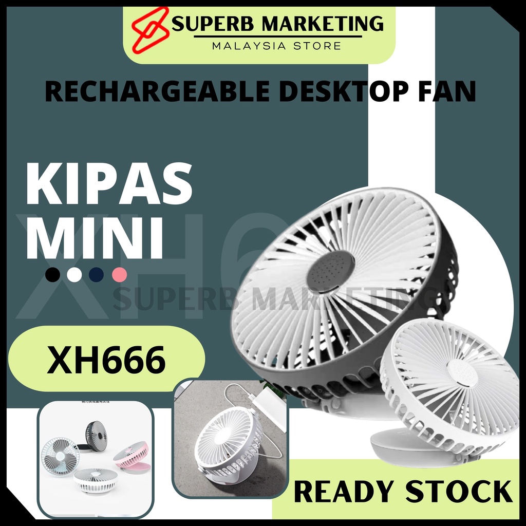 Rechargeable Fan XH-666 Mini Fan Folding Intelligent Fan Desktop Fan (6inch) Mini Fan USB Fan Kipas Mini