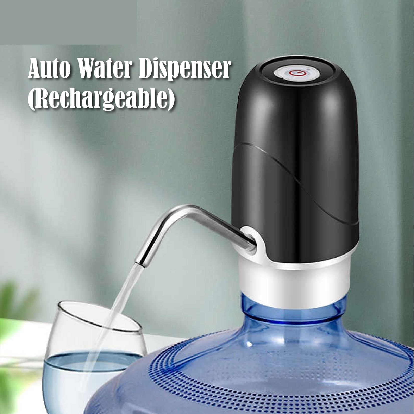 Eachbid Water Dispenser, Double Purpose, USB Rechargeable, For Universal 2-5 Gallon Bottles, Black - View #2