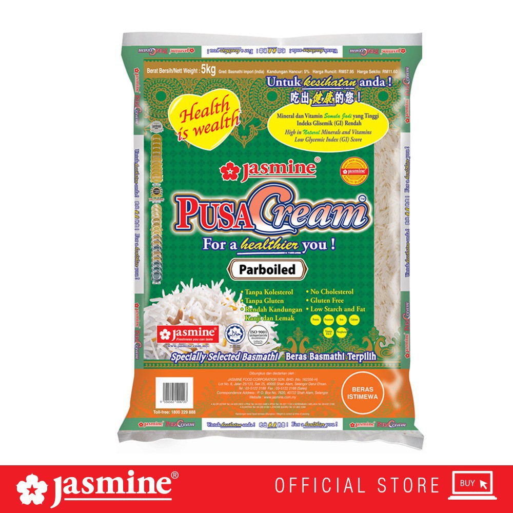 Jasmine PusaCream Basmathi Parboiled 5KG Shopee Malaysia