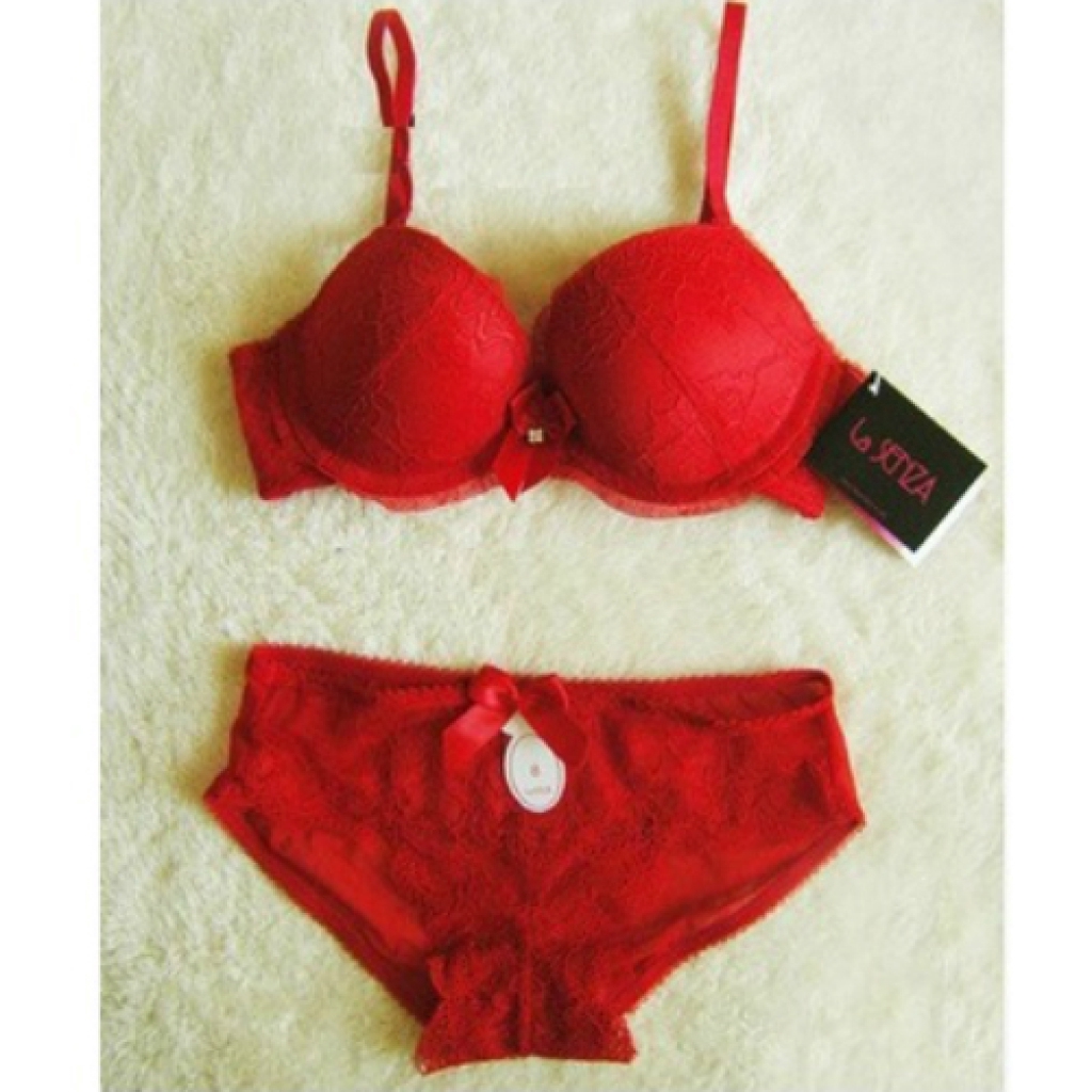 matching red bra and panties