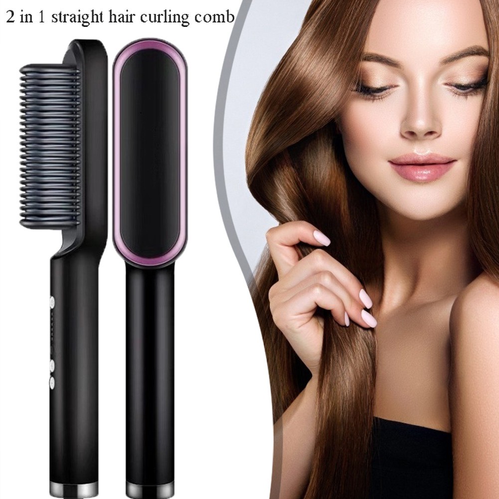 TikTok Hot Style】2 in 1 Straight hair comb New Hair Straightener Ceramic  Hair Curler Negative Ion Hair Flat Iron Heati | Shopee Malaysia