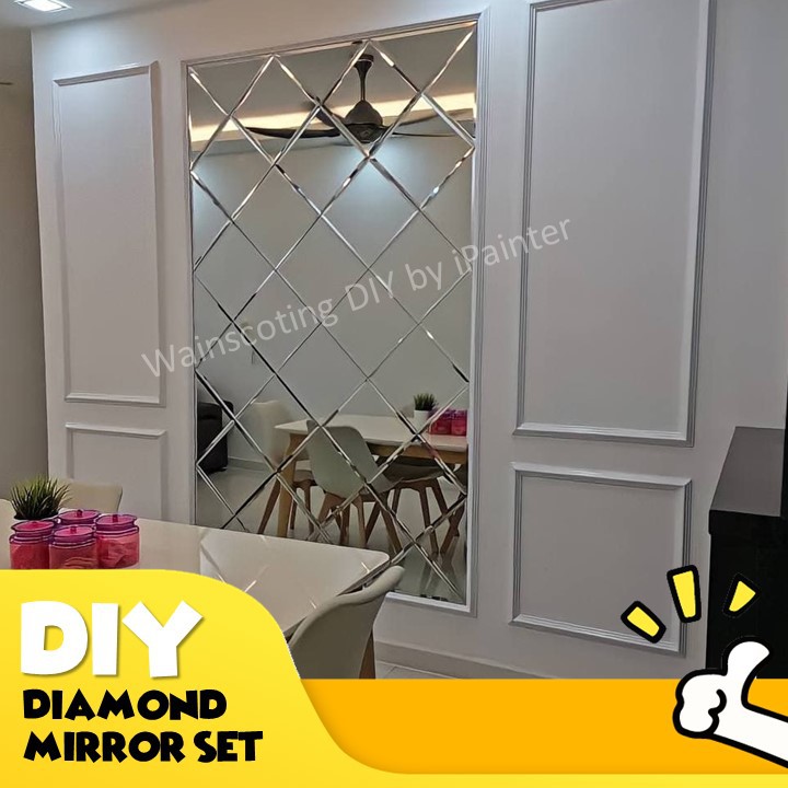 Kufi & Diamond mirror Set DIY Full Wall Mirror with Frames Set Design