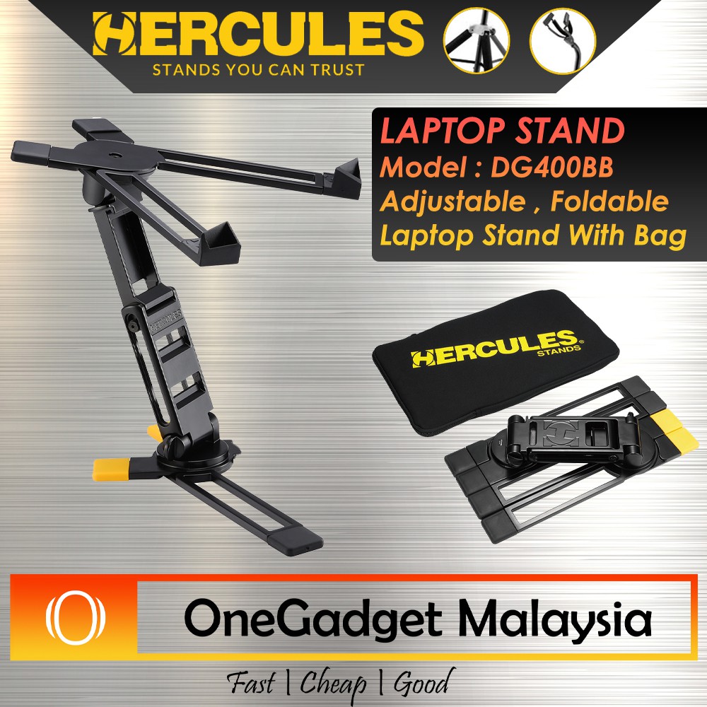 Hercules DG400BB Laptop Stand onepiece folding design, multiple height