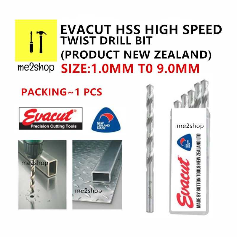 (1 PCS) EVACUT HSS HIGH SPEED TWIST DRILL BIT (MADE IN NEW ZEALAND