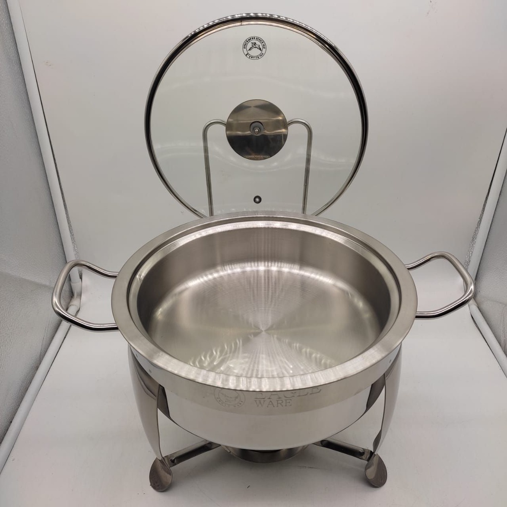 3QTS ROUND CHAFING DISH W/GLASS COVER