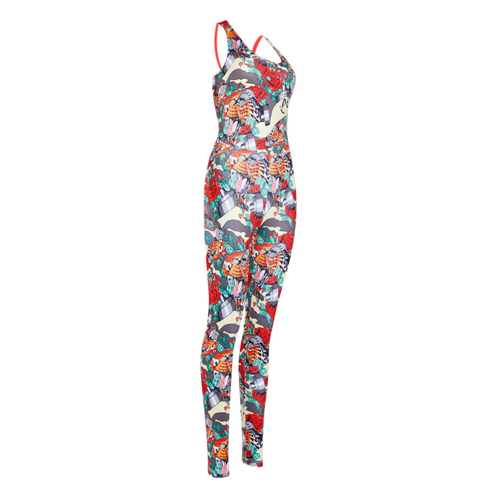 Trendy Backless Print Padded Women Jumpsuit