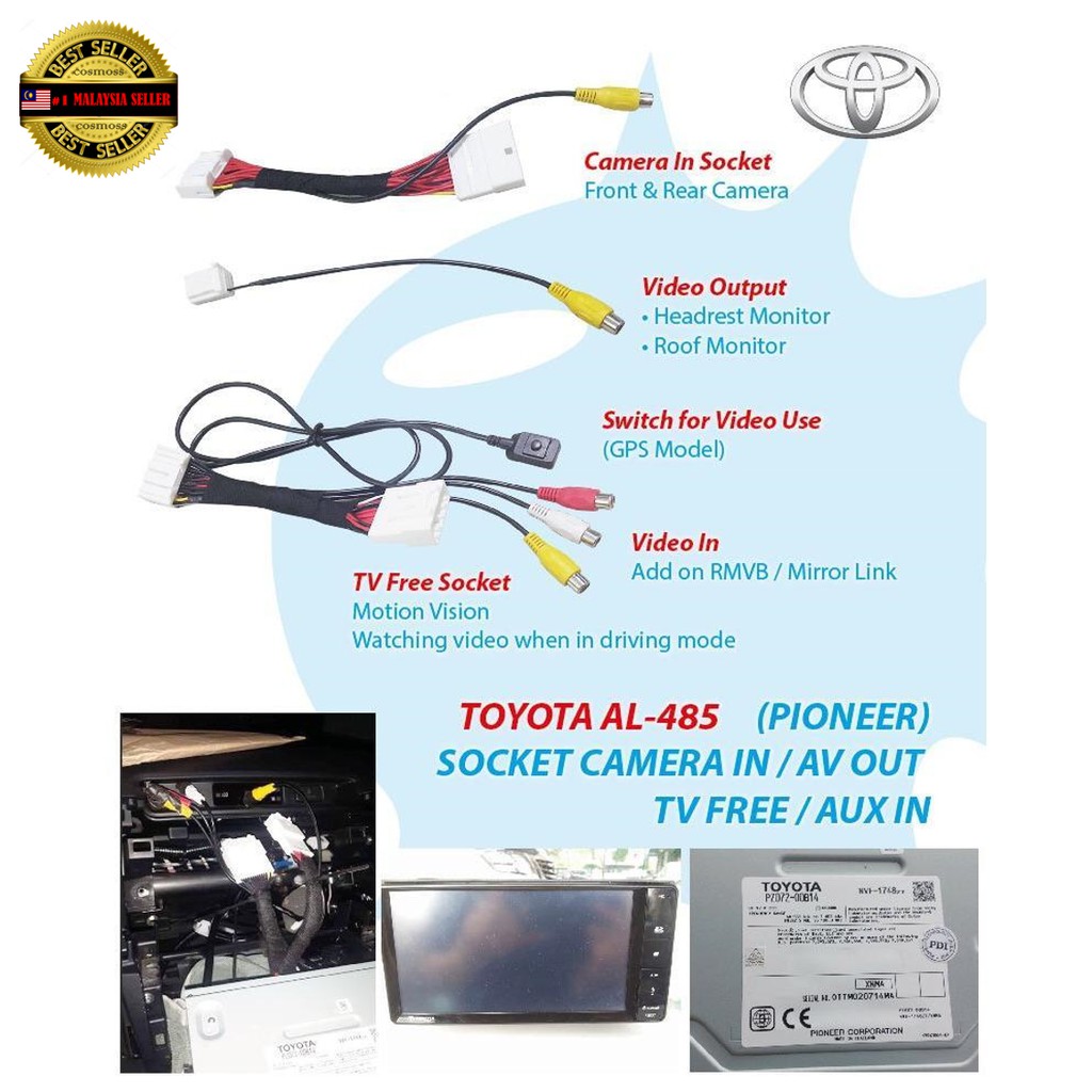TOYOTA CHR (FULL SPEC) ByPass By Pass Socket OEM TV Free/Camera IN/AV OUT/AUX In-Toyota AL-485 ...