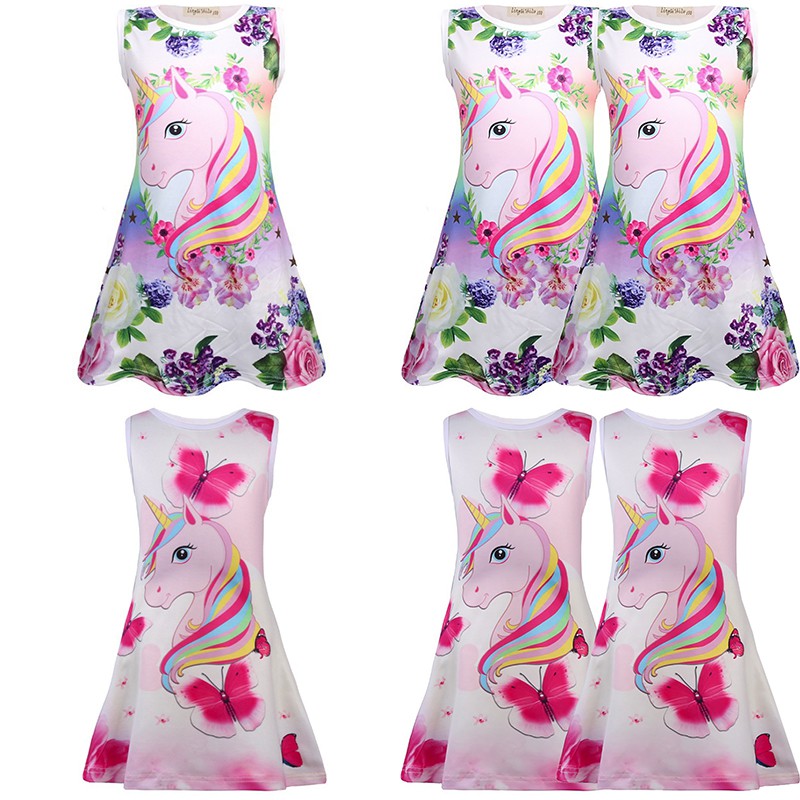 Baju Budak Perempuan Dress Kids Sleeveless Cartoon Baby Girls Princess ...