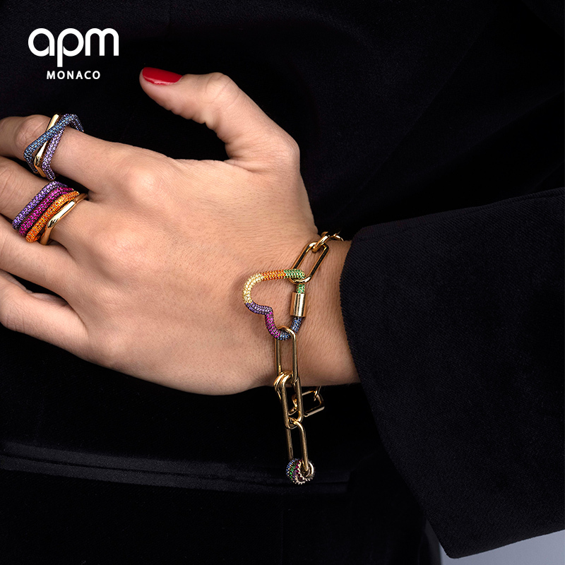 Ready Stock Promotion] APM Monaco Rainbow Heart Bracelet Ins Temple Design  Couple Bracelet A pair of personality to send girlfriend gift | Shopee  Malaysia