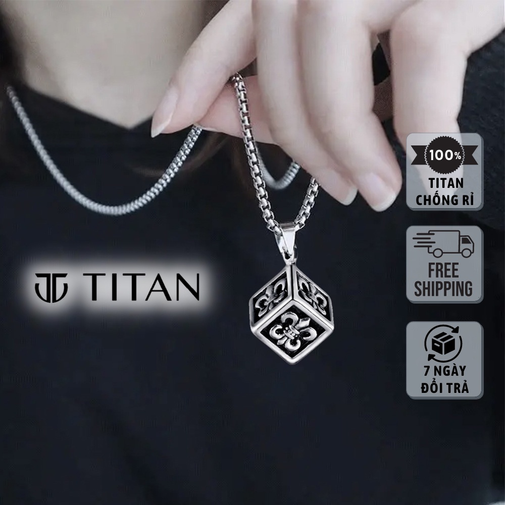 Ch Men's and Women's Necklace, Chrome Hearts Iris Flower Necklace Beautiful Color Like Silver 925 Cube Dice Square Shape TITAN SHOP