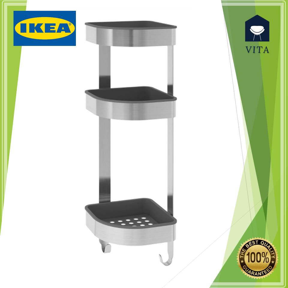 IKEA BROGRUND Corner wall shelf unit, stainless steel (60x19cm