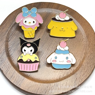 Japanese and Korean Cartoon Brooch Ins Cute Melody Kuromi and Other Alloy Brooches Creative Small Accessories for Men and Women