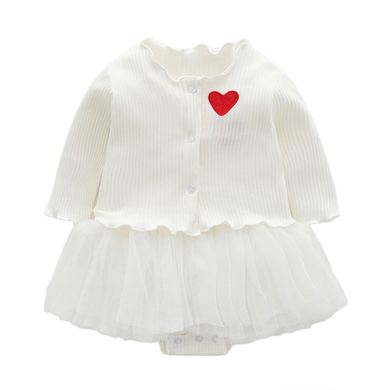 shopee: Cotton Kids Newborn Baby Girls Sweater Dress Outfits Sets Infant Girl Clothes (0:0:Color:White;1:0:Size:3M)