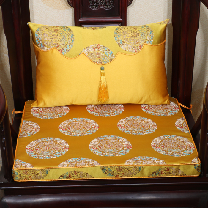 Wood Chair Sofa Pillow Cushion Lumbar, Chinese Silk Dining Chair Cushions