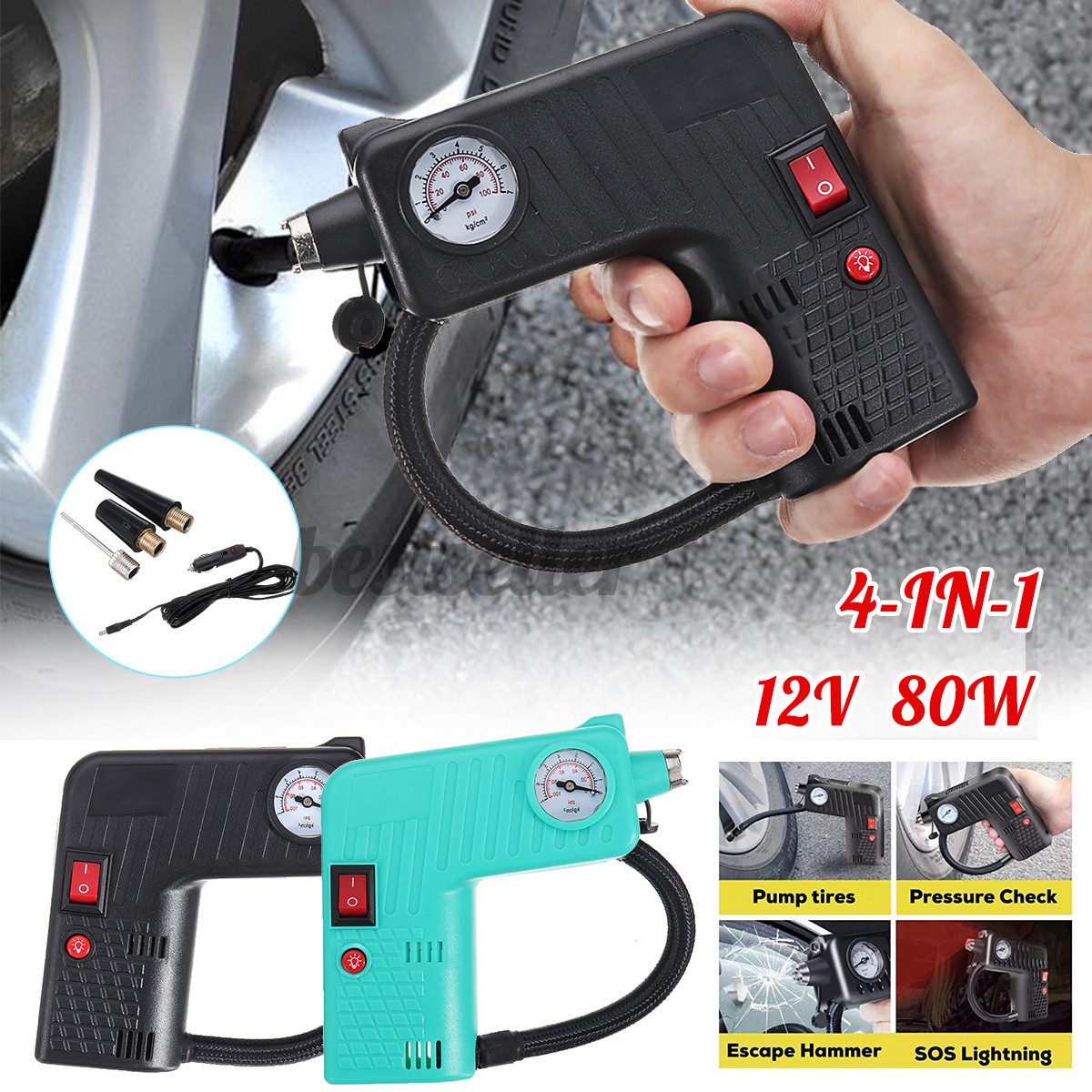 Portable Air Compressor Cordless Electric Auto Car Bike Tire Inflator ...