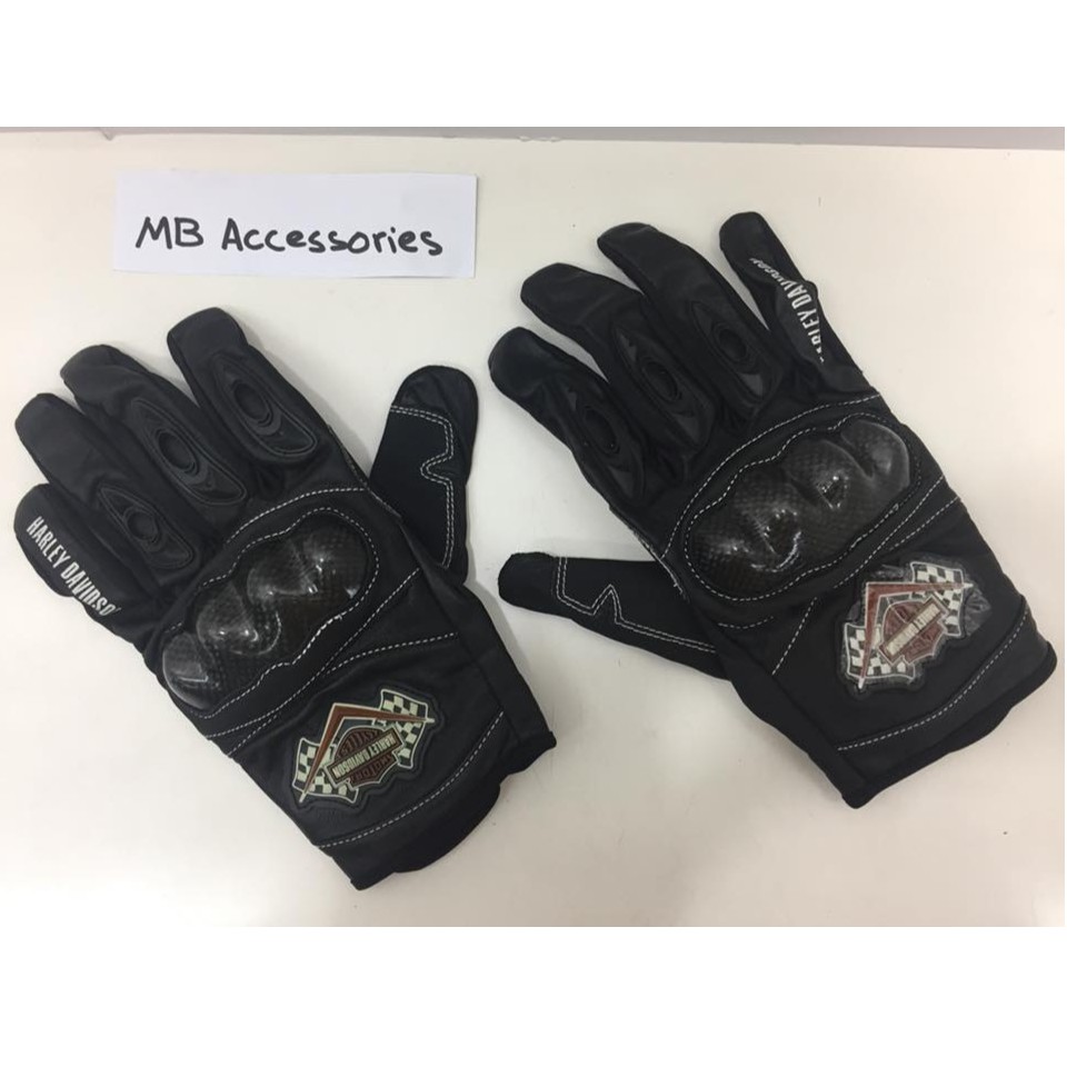 Harley Davidson Leather Gloves Shopee Malaysia