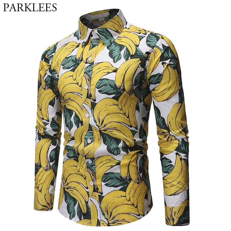 banana print hawaiian shirt