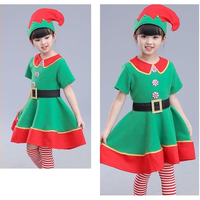 HAPPY MERRY CHRISTMAS ELF COSTUME FOR KIDS AND ADULTS