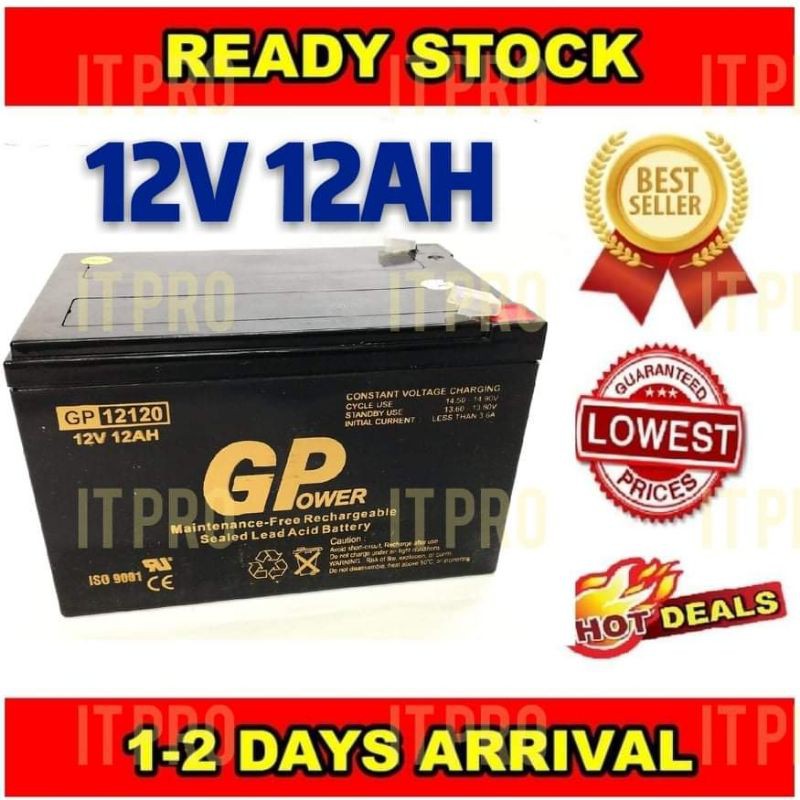 PRO🏠Autogate UPS GENUINE GPower 12V 12Ah Rechargeable Sealed Lead Acid