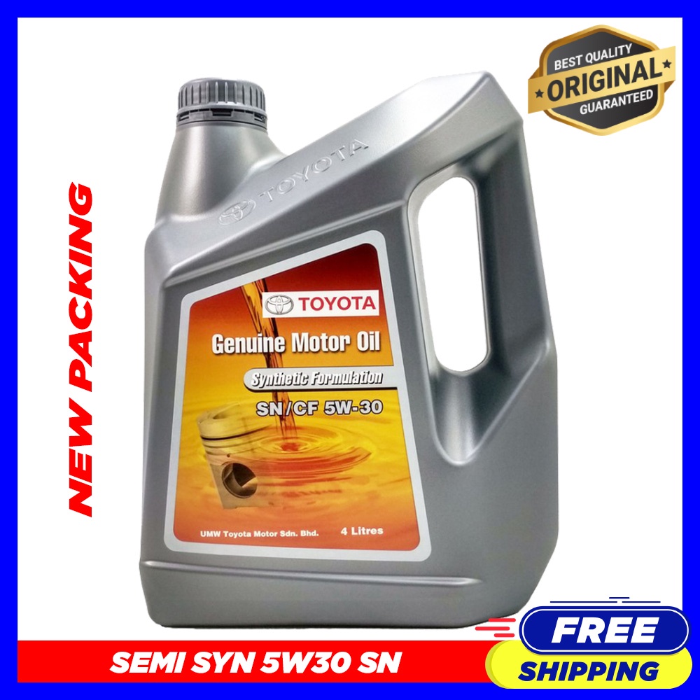 (100 Original) Toyota 5W30 SN/CF Semi Synthetic Engine Oil (4L) Myvi