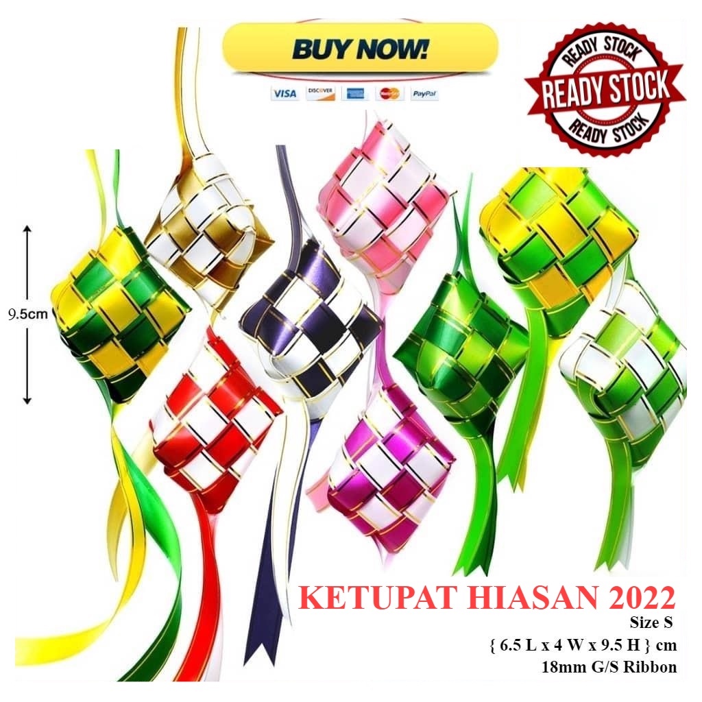 RAYA SALES KETUPAT RIBEN / KETUPAT HIASAN RAYA AIDILFITRI (SIZE 6.5L x 4W x 9.5H PP RIBBON) / DECO / DECOR RUMAH / TUPAT