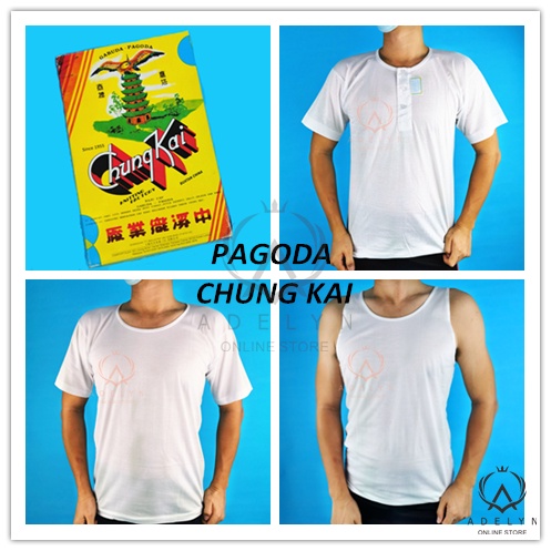 PAGODA MEN TSHIRT PAGODA SINGLET AW1 PAGODA BUTTON CHUNGKAI/ BAJU PUTIH CAP PAGODA BUTANG KAIN SEJUK 401 402 406