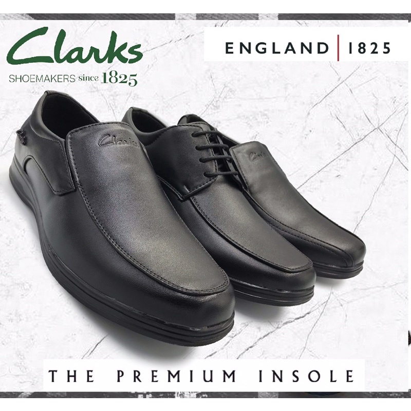 Clarks Premium PU Leather Black Formal Shoes Kasut Kulit Clarks Office Pejabat Konvo Kuliah Kerja | Shopee Malaysia